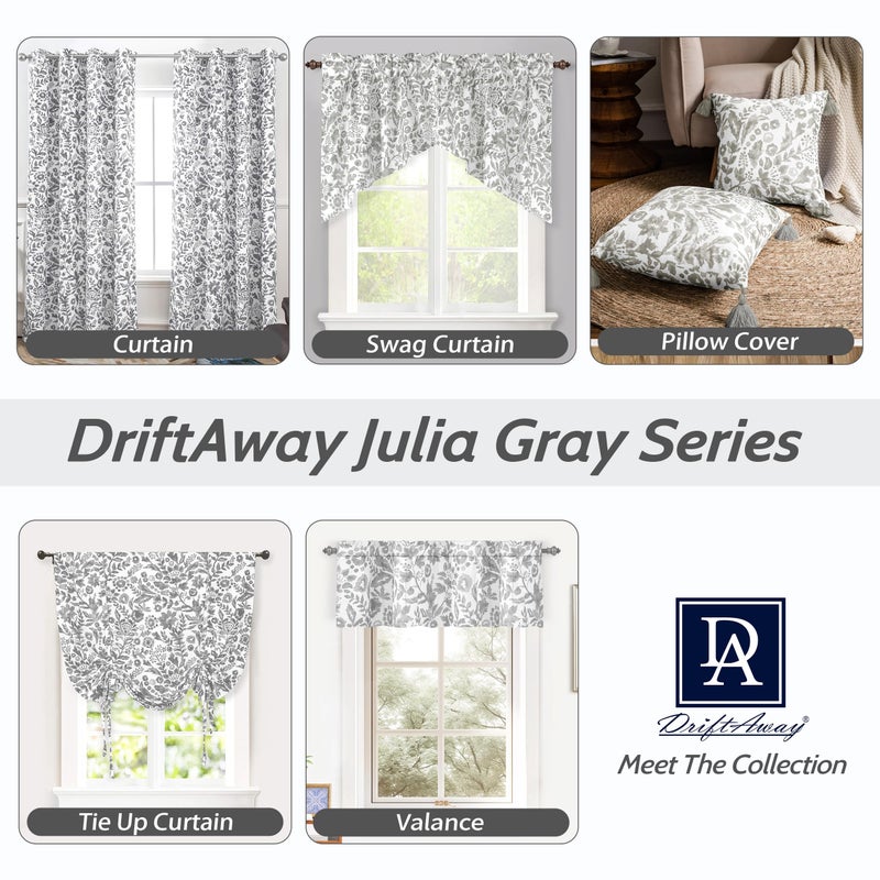 DriftAway Julia Watercolor Blackout Room Darkening Lined Thermal Insulated Energy Saving Window Curtains 2 Layers 2 Panels Each Size 52 Inch by 96 Inch Gray - Image 5